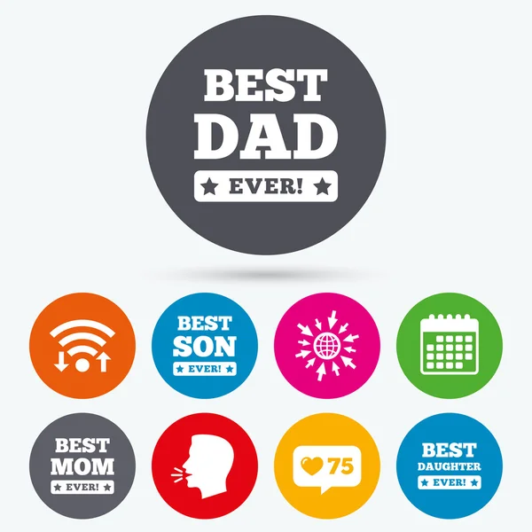 Best mom and dad, son, daughter icons. — Stock Vector