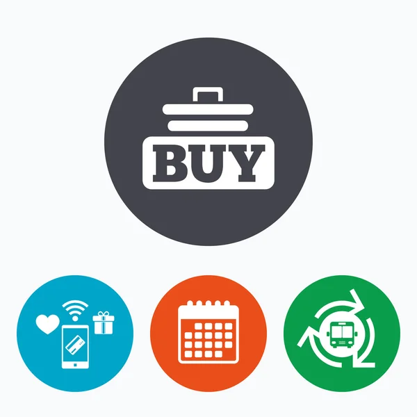Comprar ícone de sinal. Botão de carrinho de compras online . — Vetor de Stock