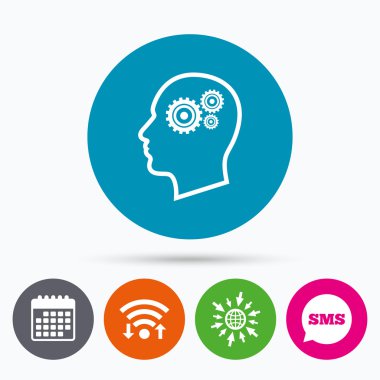 kafa ile vites işareti simgesi. erkek insan kafası.