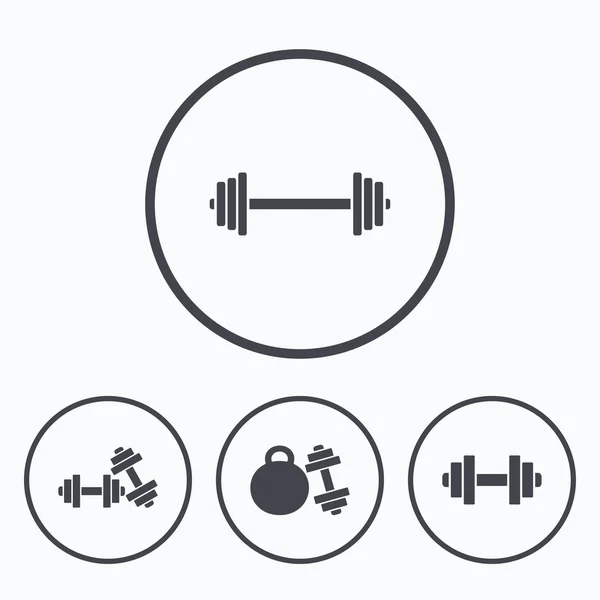 Icone dei manubri. Fitness sport simboli . — Vettoriale Stock