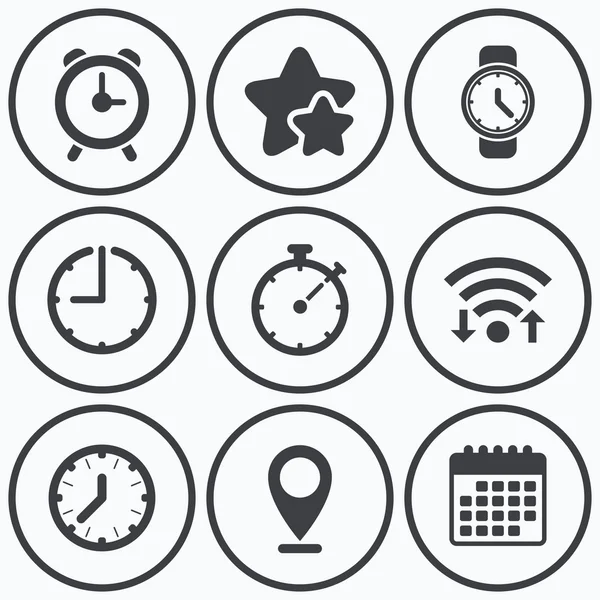 Mechanical clock time icons. Stock Illustration