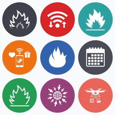 Yangın alev simgeler. Isı işaretleri.