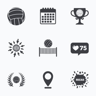 Voleybol ve net simgeler.  