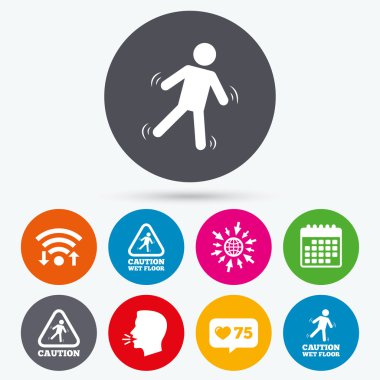 Dikkatli ıslak zemin simgeler. 