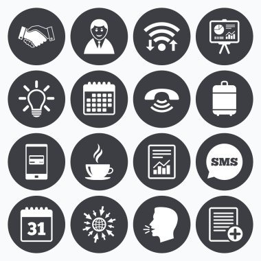 Office, belgeler ve iş simgeleri.