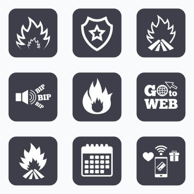 Yangın alev simgeler. Isı işaretleri.