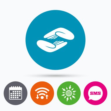 Yardım işareti simgesi eller. 