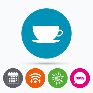 Kahve Kupası işareti simgesi. kahve düğmesi.