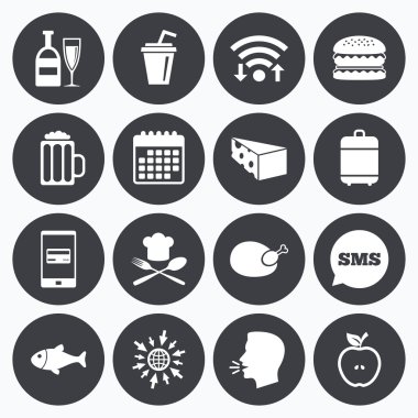 Yiyecek, içecek simgeler.  