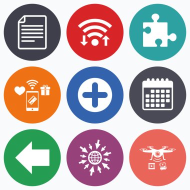 Artı daire ve bulmaca işaretleri. 