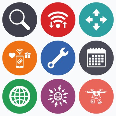 Büyüteç cam ve küre işaretleri. 