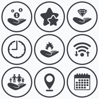 yardım simgeleri eller.  