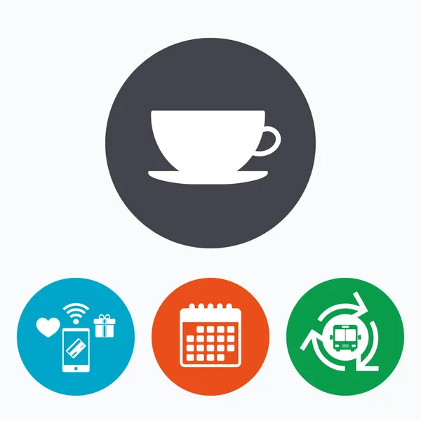 Icono del signo de taza de café. Botón café . — Vector de stock