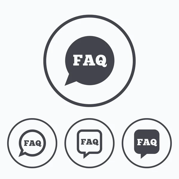 FAQ informationsskyltar. hjälp pratbubblor. — Stock vektor