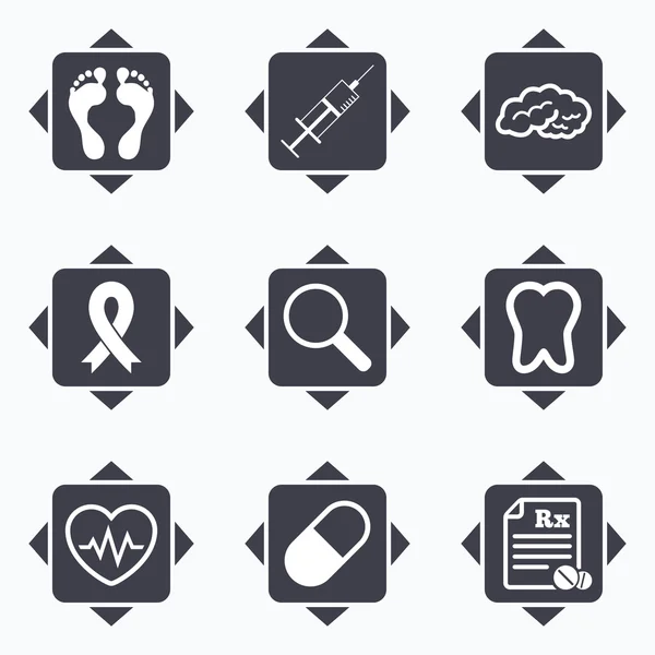 Iconos de medicina, salud médica y diagnóstico . — Archivo Imágenes Vectoriales