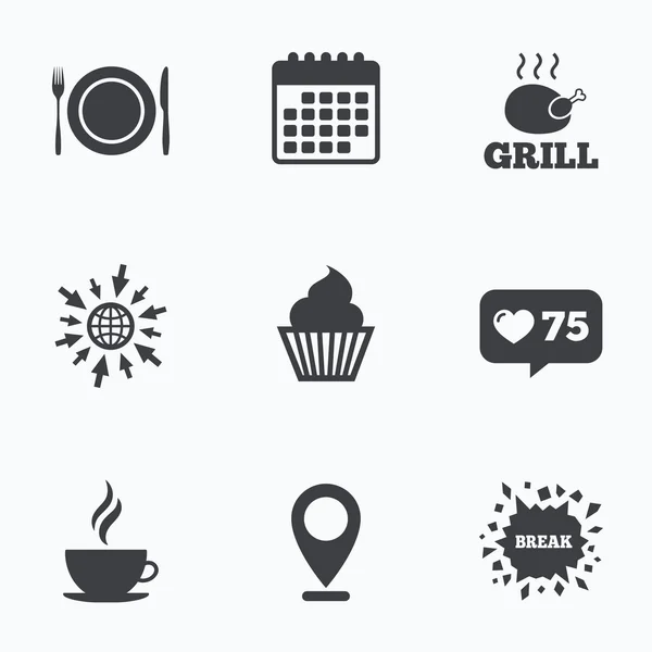 Iconos de comida. Muffin cupcake símbolo . — Archivo Imágenes Vectoriales