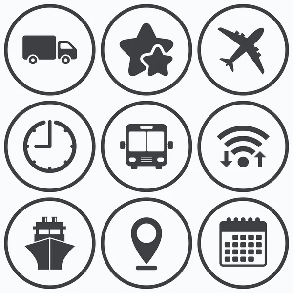 Iconos de transporte. Camión, Avión, Autobús — Vector de stock