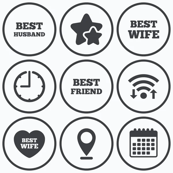 Best wife, husband and friend icons. — Stock Vector