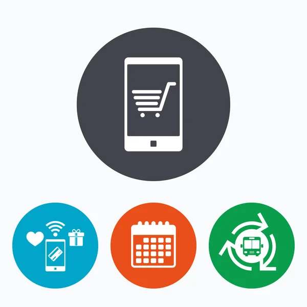 Smartphone met shopping cart teken — Stockvector