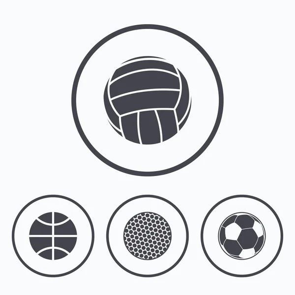 Spor topları. Voleybol, basketbol, futbol. — Stok Vektör