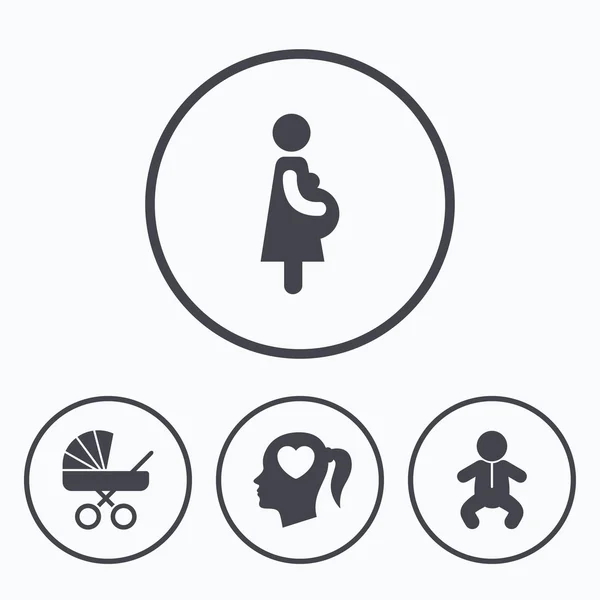 Annelik simgeler. Bebek bebek, gebelik — Stok Vektör