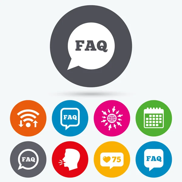 FAQ information signs. Help speech bubbles. — Stock Vector