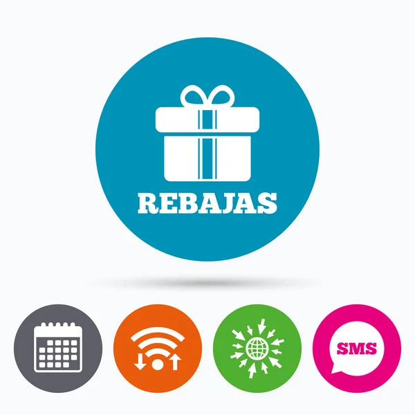 Rebajas - знижки у значок «підпис Іспанії». Подарунок. — стоковий вектор