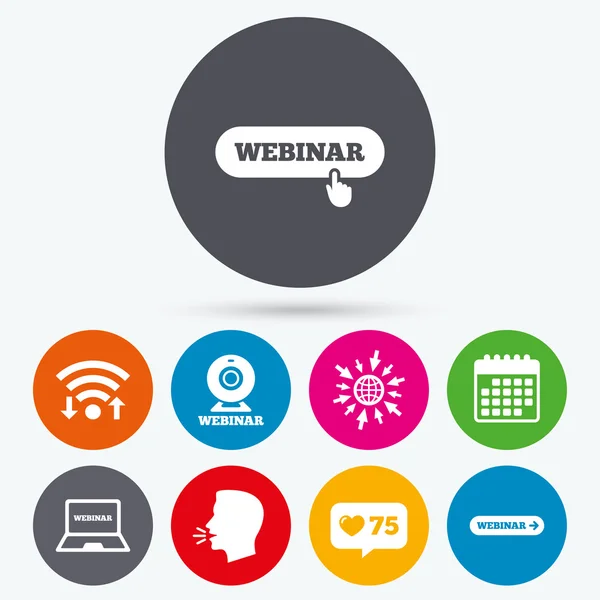 Iconos de webinar. Cámara Web — Vector de stock