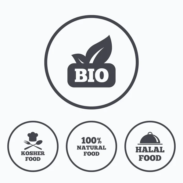 Iconos naturales de Bio alimentos . — Vector de stock