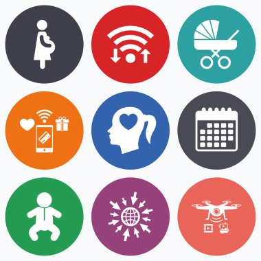 Annelik simgeler. Bebek bebek, gebelik, adamcağız.