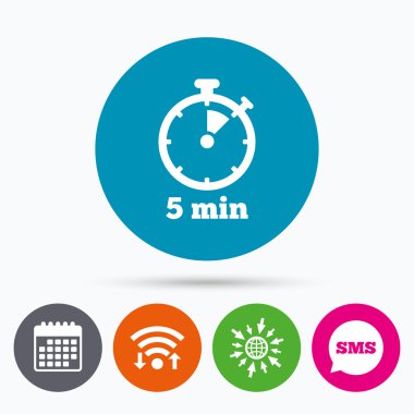 Zamanlayıcı işareti simgesi. 5 dakika kronometre simgesi.