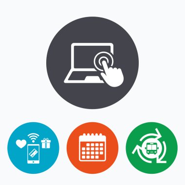 dokunmatik ekran laptop işareti. el işaretçi simgesi.