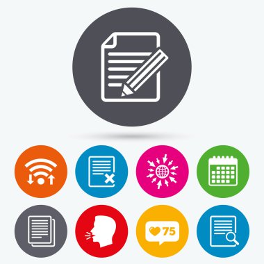 Belge simgeleri. Arama, silme  