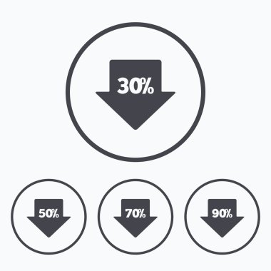 Satılık ok tag simgeler. Sembolleri indirim.