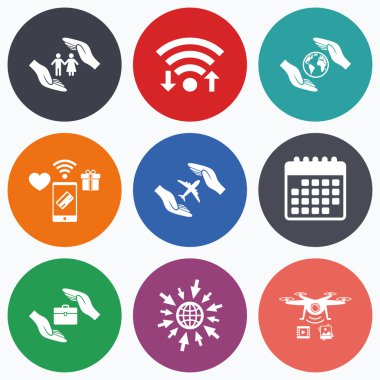 Eller sigorta simgeler. İnsan hayat sigortası.