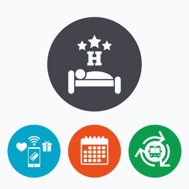 üç yıldızlı otel işareti simgesi. dinlenme yeri.