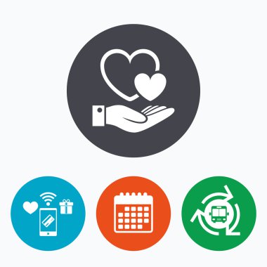 kalpleri ve el işareti. Palm tutar aşk sembolü.