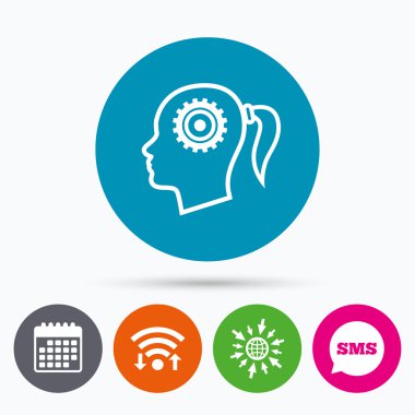 kafa dişli işareti simgesi. kadın baş