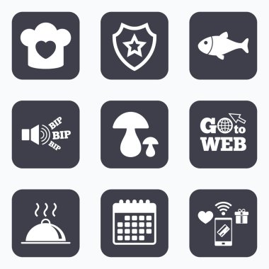 Şef şapka, pişirme Pan simgeler. 