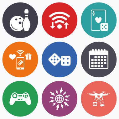 Bowling ve casino işaretleri.  