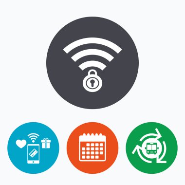 WiFi işareti kilitli. Wi-fi sembolü geçmek. Kablosuz.