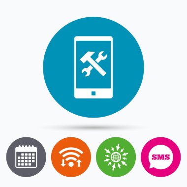 Smartphone onarmak işareti simgesi. hizmet simgesi.