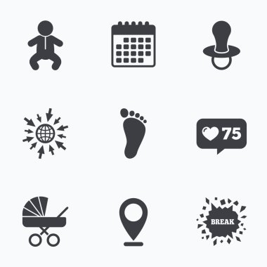 bebek bebekler simgeler. arabası ve kukla sembolleri.