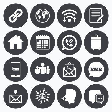 İletişim simgeler. İlgili kişi, posta işaretleri.