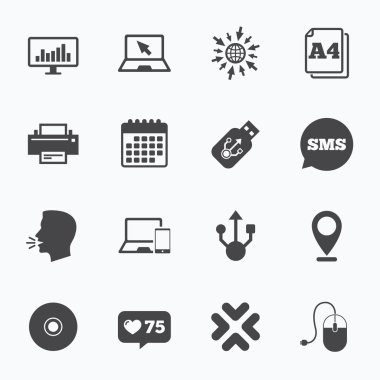 bilgisayar aygıtları simgeler.  