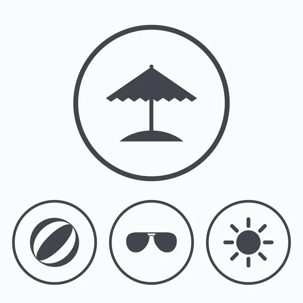 Iconos de vacaciones de playa. Paraguas y gafas de sol . — Archivo Imágenes Vectoriales