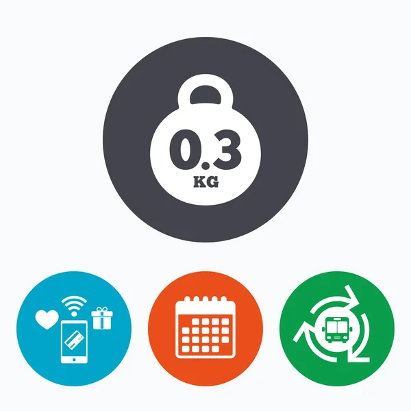 Gewicht teken pictogram. 0,3 kilogram (kg). mail gewicht — Stockvector