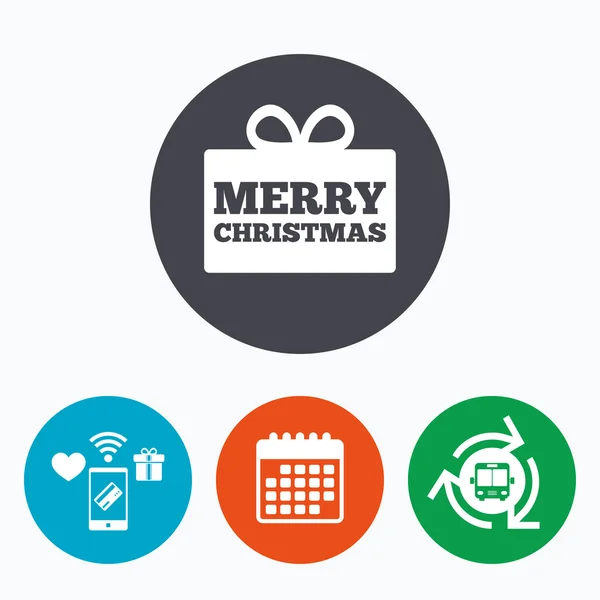 Merry christmas gift sign icon. Present symbol. — Stock Vector