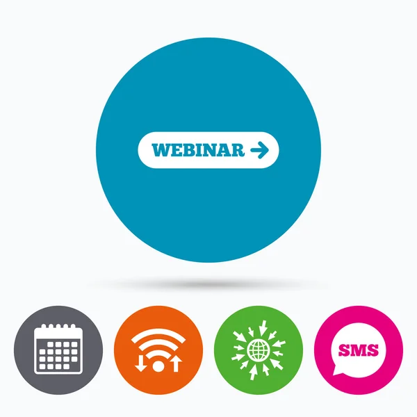 Webinar met pijlpictogram teken. Web studie symbool. — Stockvector