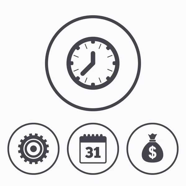 Sinais comerciais. Calendário e dinheiro USD — Vetor de Stock